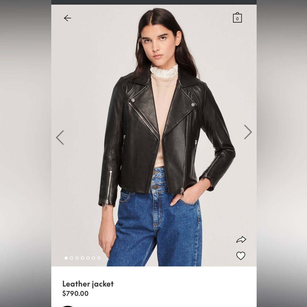 Sandro leather jacket.  Size 2 is similar to a US M/L.